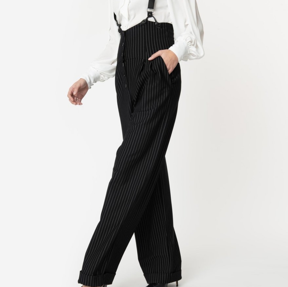 Unique Vintage 1930s Black & White Pin Stripe Thel